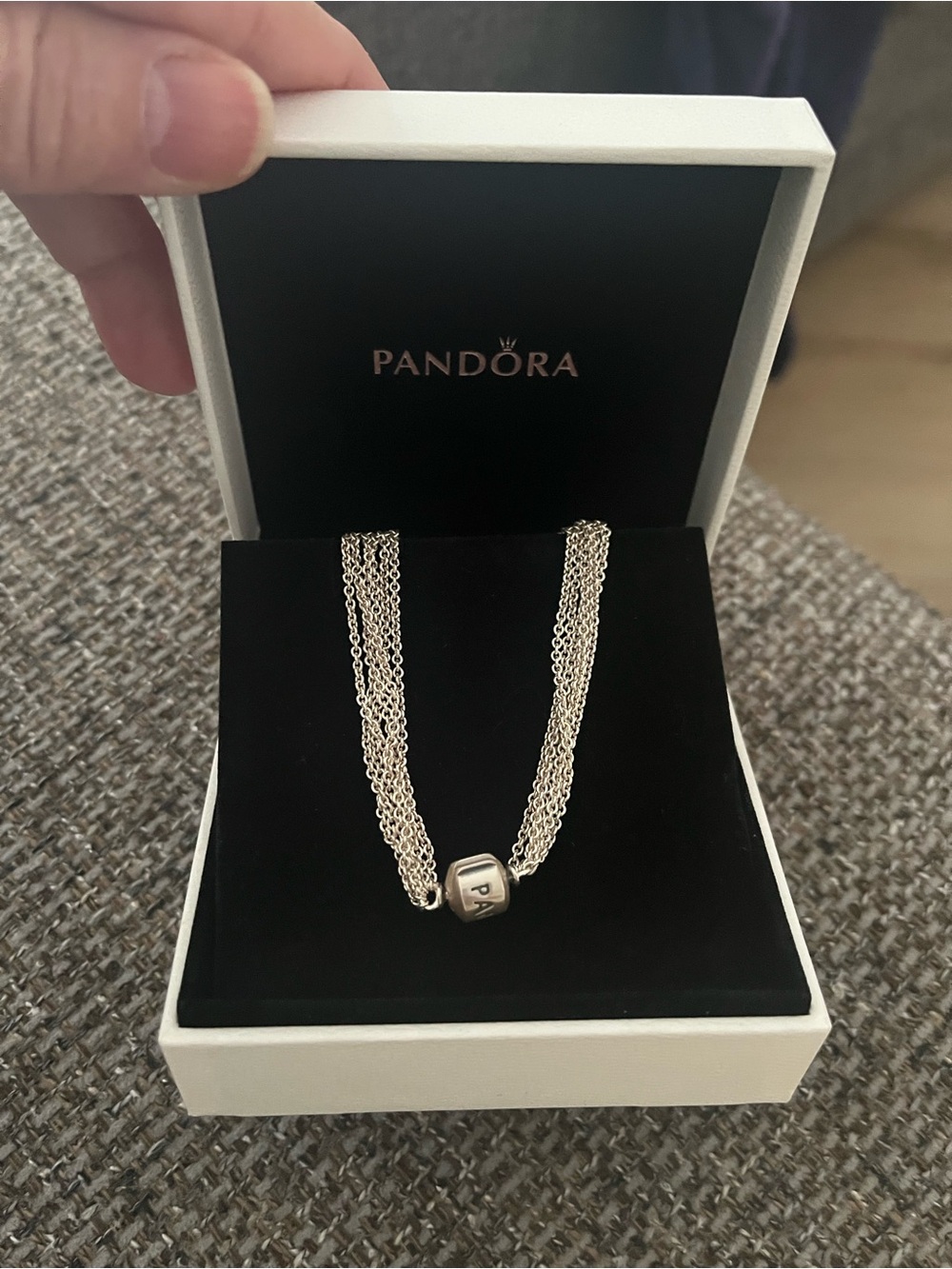 New PANDORA .925 Multi-Strand One Station Clip Capture Bracelet W/Pandora Clasp